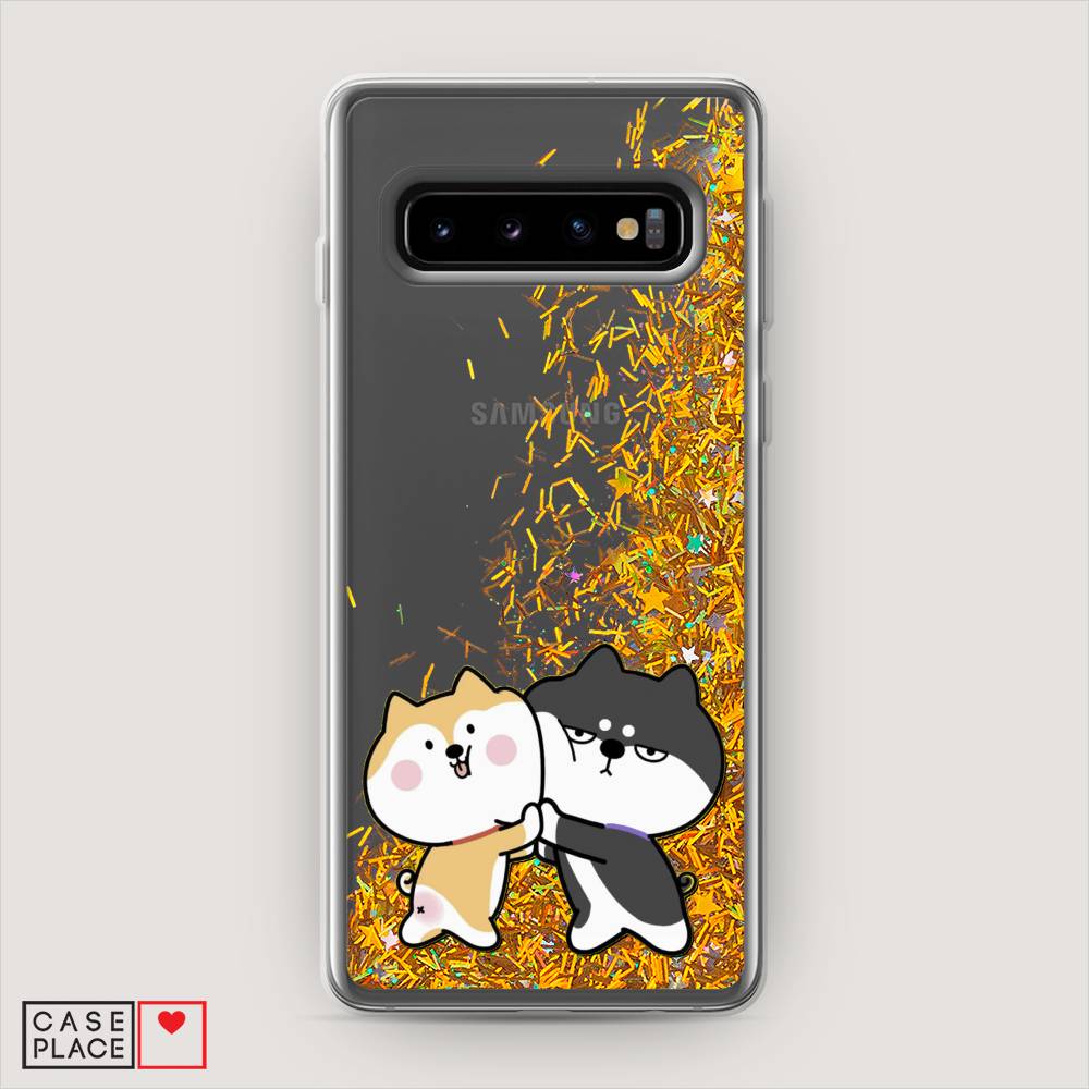

Жидкий чехол с блестками "Обнимашки акита" на Samsung Galaxy S10, 27090-1