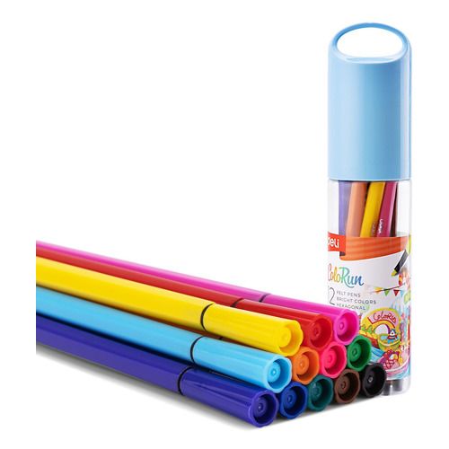 

Фломастеры Deli ColoRun EC156-12, 12 цв., пластиковая туба, Синий;голубой;бирюзовый;зеленый;желтый;оранжевый;розовый;бордовый;фуксия;фиолетовый;коричневый;черный, EC156-12