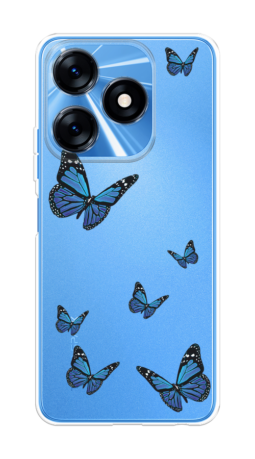 

Чехол на Tecno Spark 10/10C "Blue butterflies", Синий;черный, 303650-1