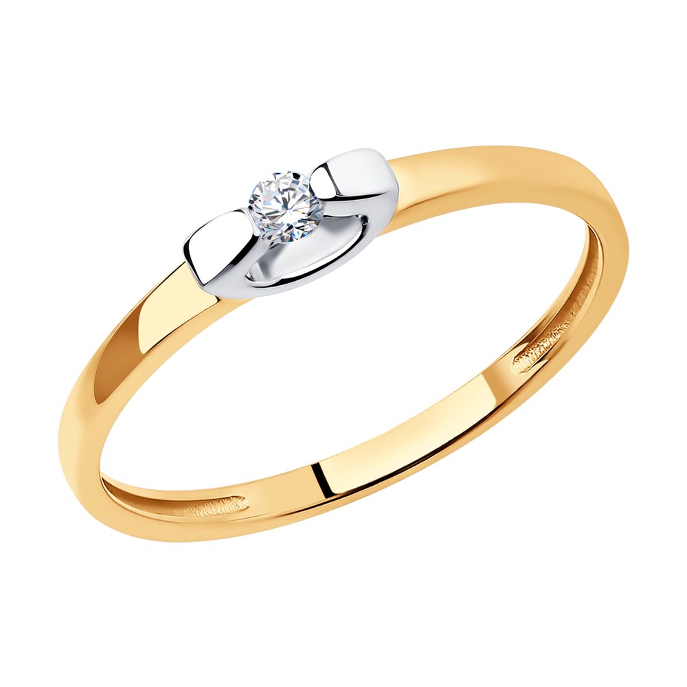 Кольцо из красного золота р. 16,5 Diamant 51-210-01421-1, бриллиант