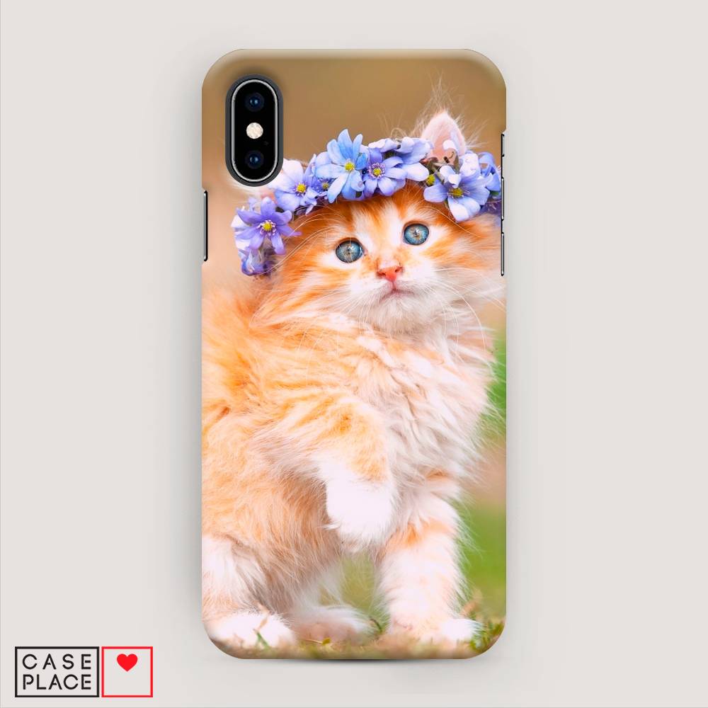 

Пластиковый чехол "Рыжий кот в венке" на Apple iPhone X (10), 11020-1