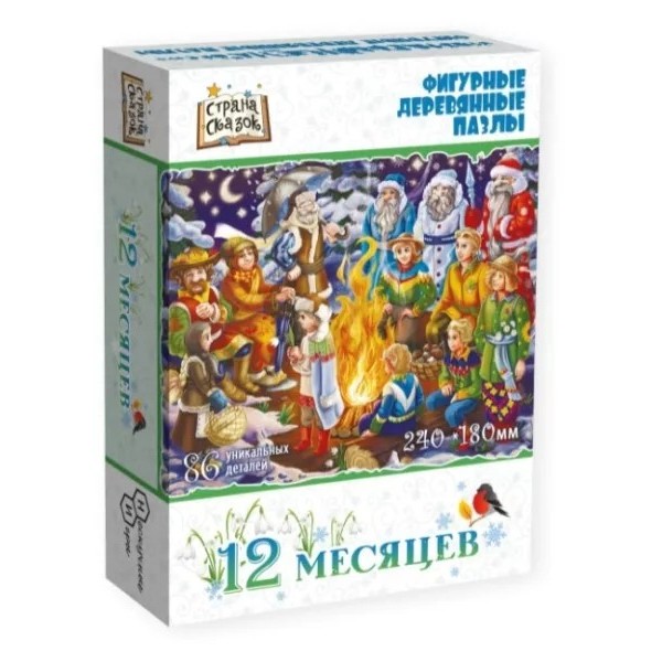 

Пазл деревянный фигурный Нескучные игры Страна сказок. 12 месяцев, 86 деталей 8379