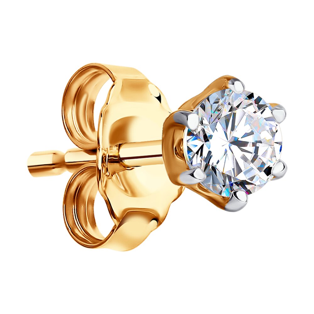 

Моносерьга из красного золота с фианитом Diamant 51-127-01210-2, 51-127-01210-2