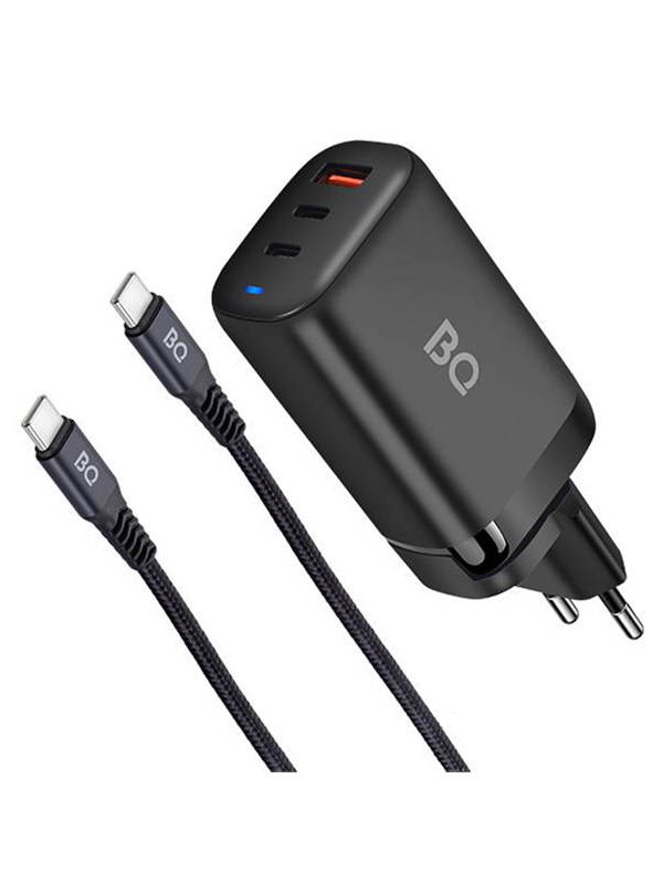 фото Зарядное устройство bq 2xtype-c + usb 65w + кабель type-c 65w3a01