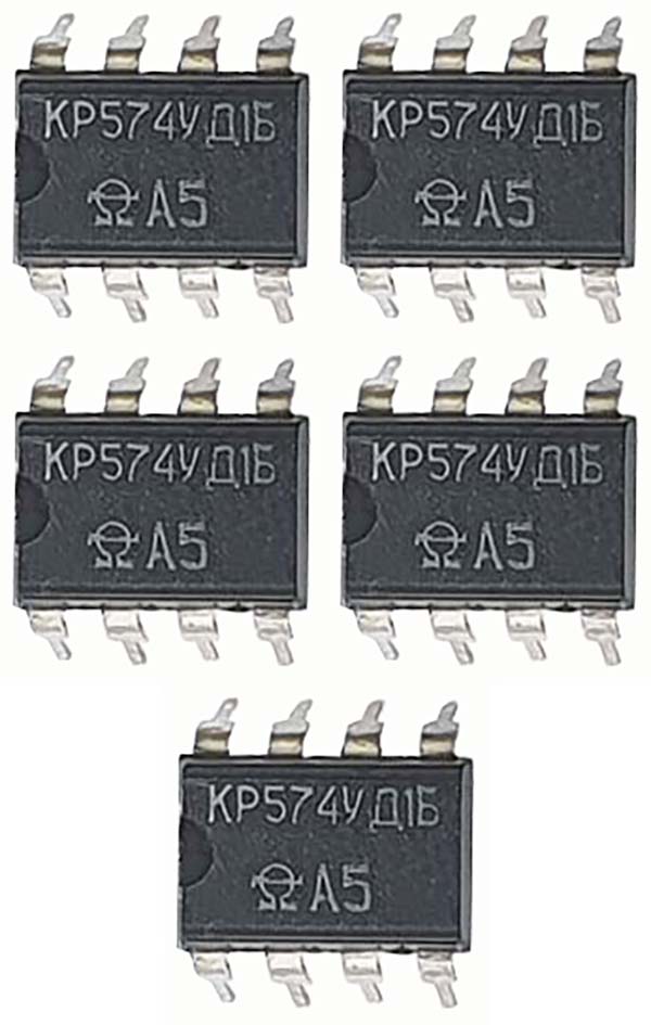 Микросхема КР574УД1Б,5 шт/а-г:574УД1Б,К574УД1Б/ОУ с большим входным сопротивлением