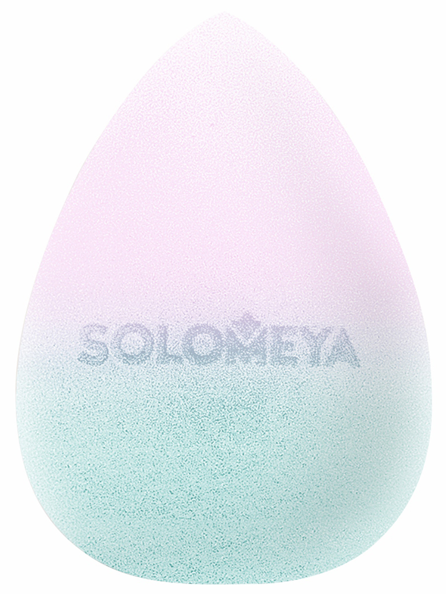 Спонж для макияжа Solomeya меняющий цвет Blue-pink голубой розовый спонж в футляре foundation sponge in box