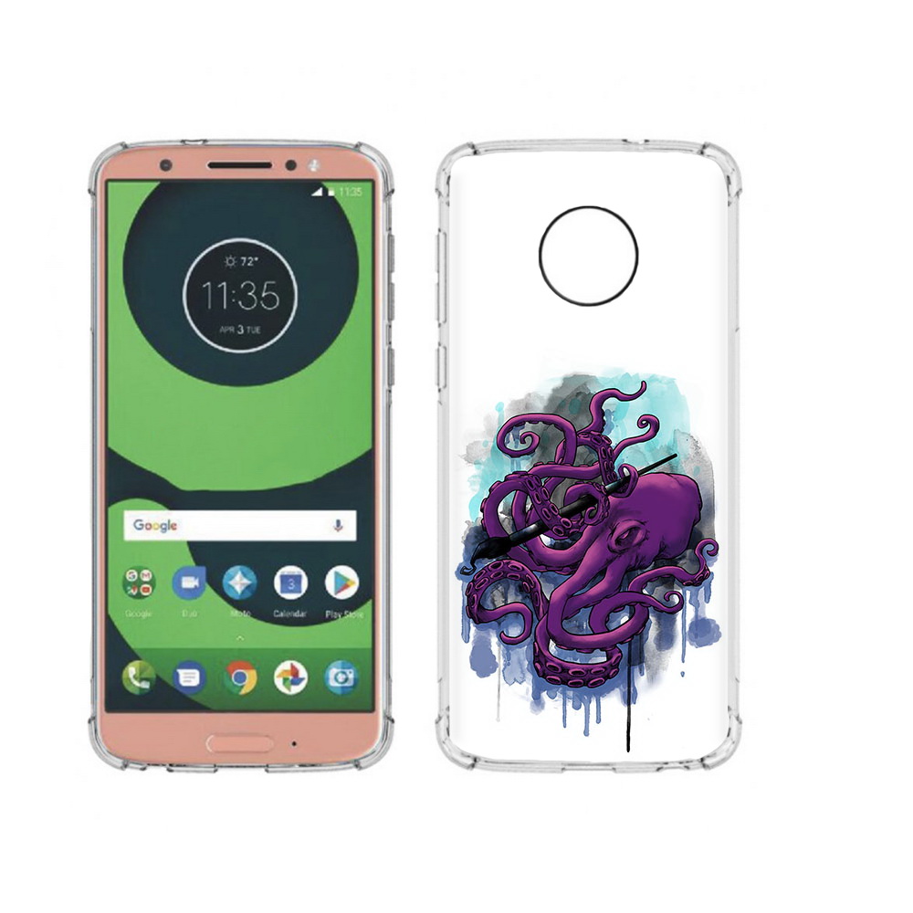 

Чехол MyPads Tocco для Motorola Moto G6 фиолетовый осьминог (PT99805.376.658), Прозрачный, Tocco