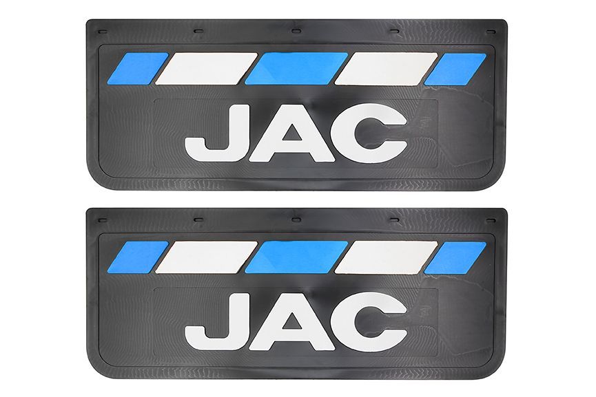 

Комплект брызговиков JAC LUX PRO черный с белой надписью и сине-белой полосой