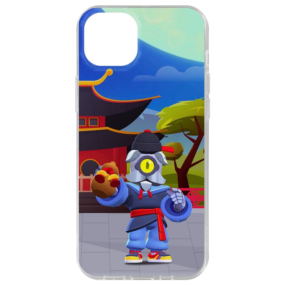 

Чехол-накладка Krutoff Clear Case Brawl Stars-Великий Мастер Барли для iPhone 15 Plus, Прозрачный