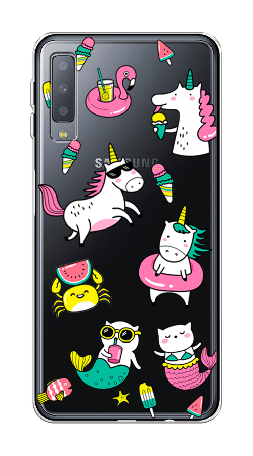 

Чехол Awog на Samsung Galaxy A7 2018 "На отдыхе", Белый;голубой;розовый, 26750-2
