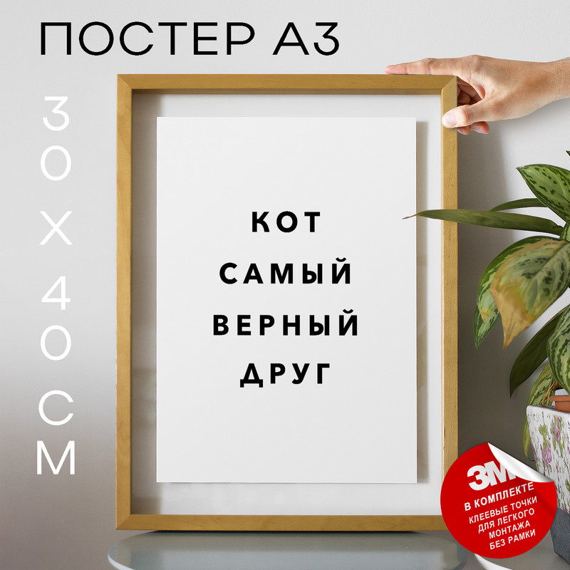 

Постер с надписью про котов и кошек PS892 30х40, рамка А3, PS892
