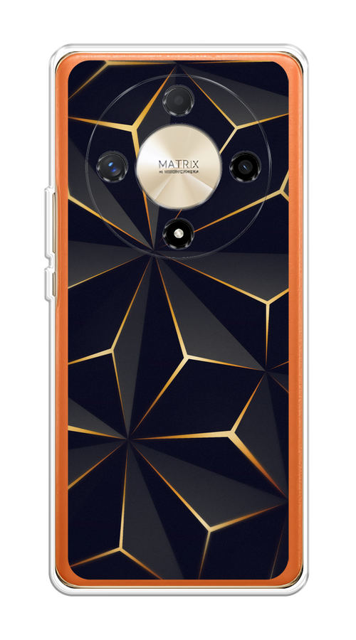 

Чехол на Honor X9B "Черные полигоны", Золотистый;черный, 6122550-1