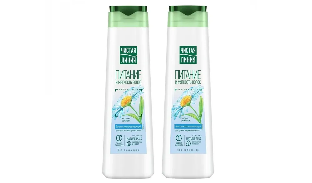 Бальзам-ополаскиватель Чистая Линия Ромашка для сухих поврежденных волос 380 мл 2 шт