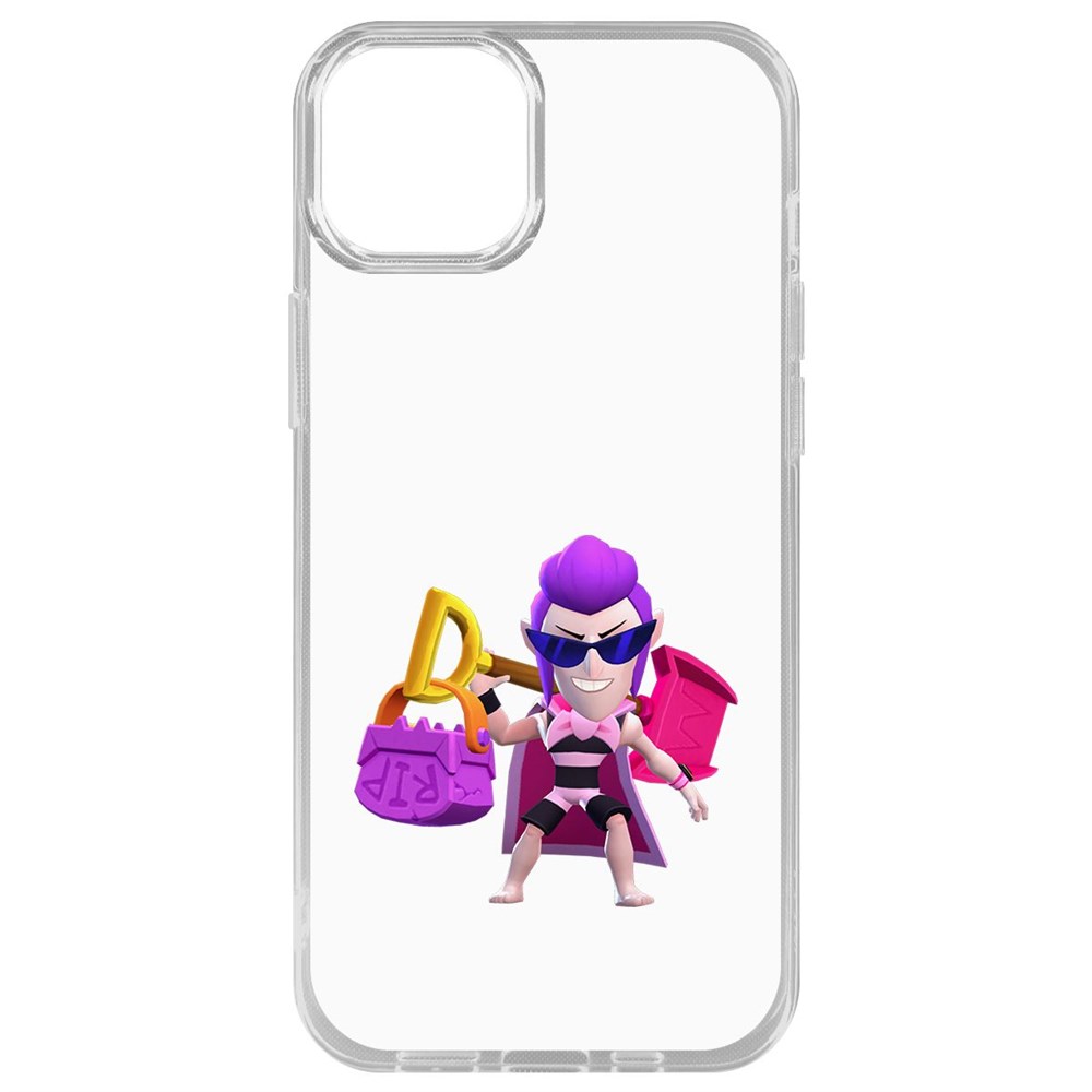 Чехол-накладка Krutoff Clear Case Brawl Stars-Пляжный Мортис для iPhone 15 Plus