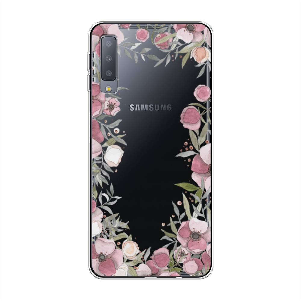фото Чехол awog "розовая цветочная рамка" для samsung galaxy a7 2018