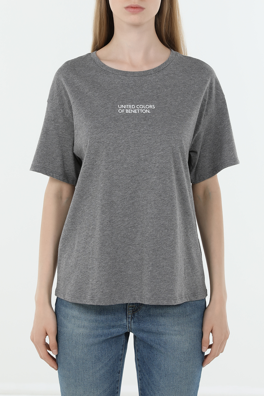 

Футболка женская United Colors of Benetton 30963M04R серая S, Серый, 30963M04R