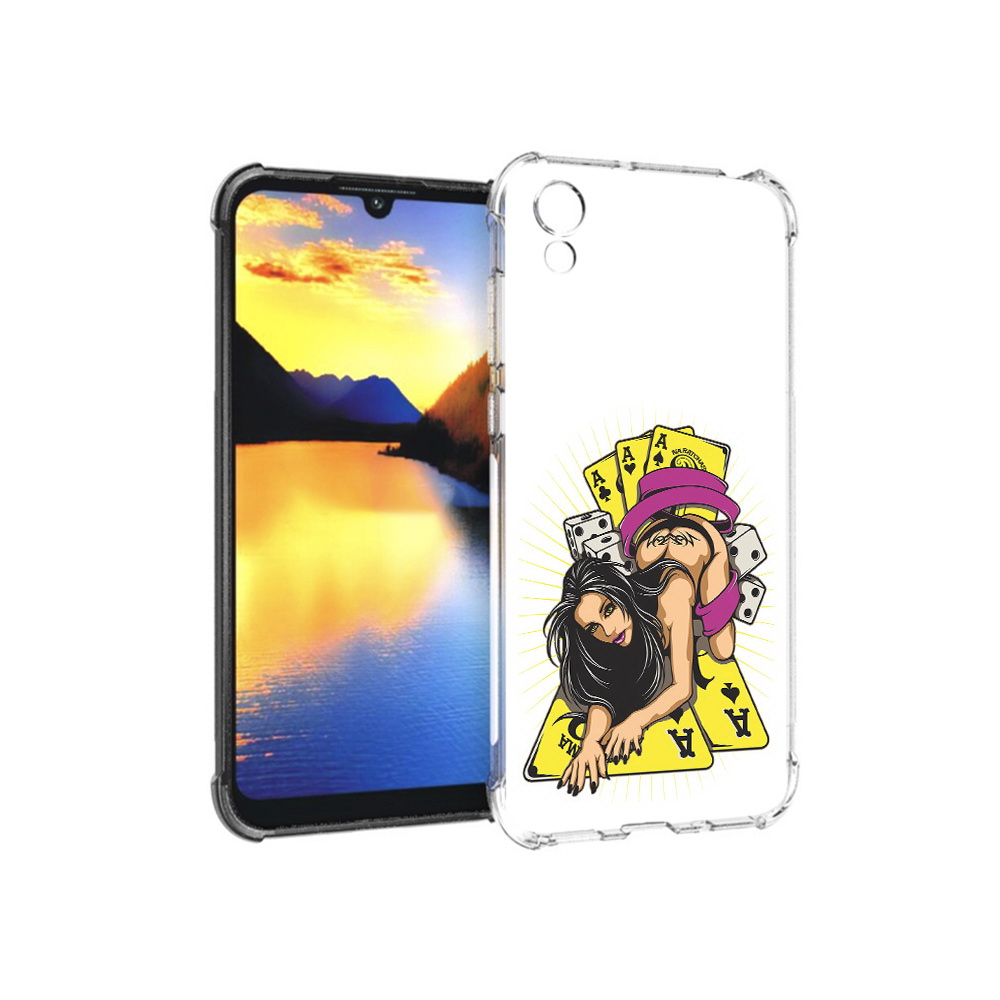 

Чехол MyPads Tocco для Huawei Y5 нарисованная девушка с игровыми картами, Прозрачный, Tocco