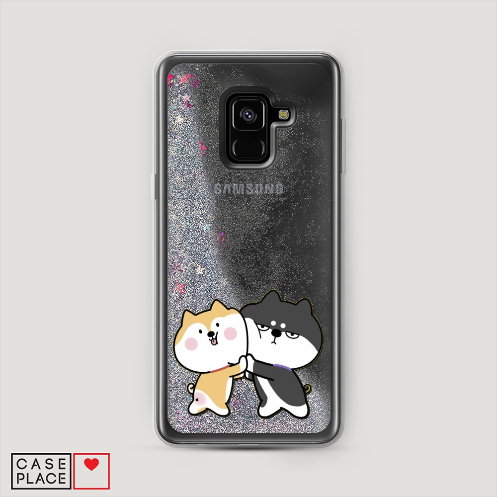 

Жидкий чехол с блестками "Обнимашки акита" на Samsung Galaxy A8 2018, 25491-1