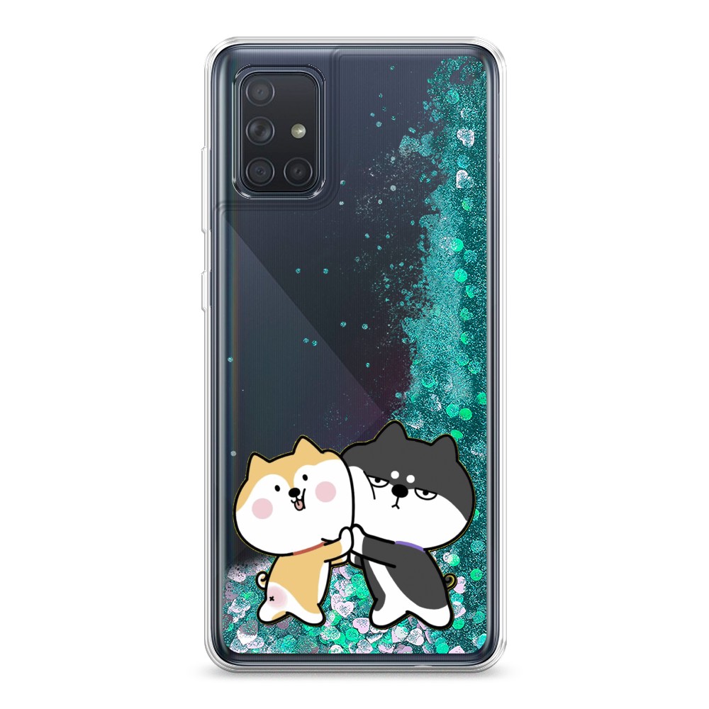 

Жидкий чехол с блестками "Обнимашки акита" на Samsung Galaxy A71, 29095-1