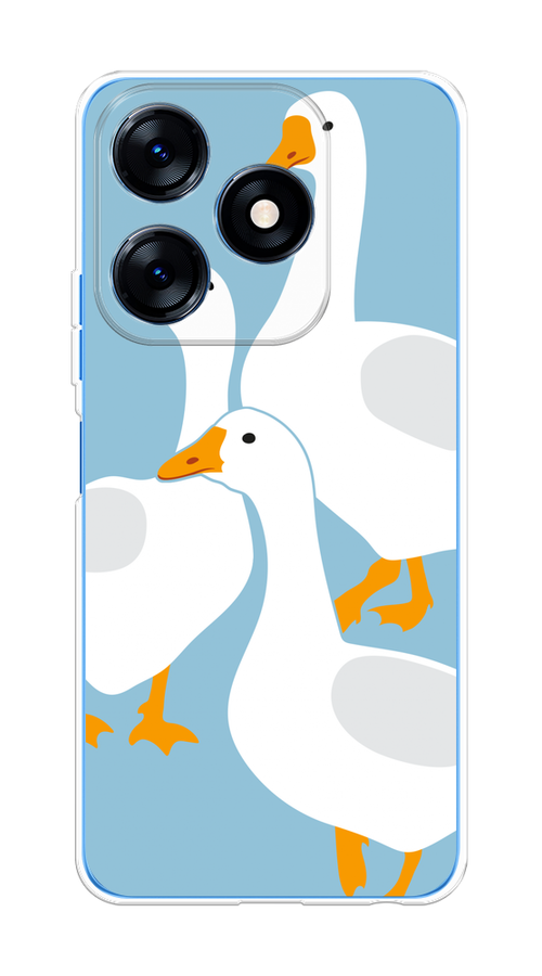 

Чехол на Tecno Spark 10/10C "Гусиное трио", Голубой;белый;серый;желтый, 303650-1