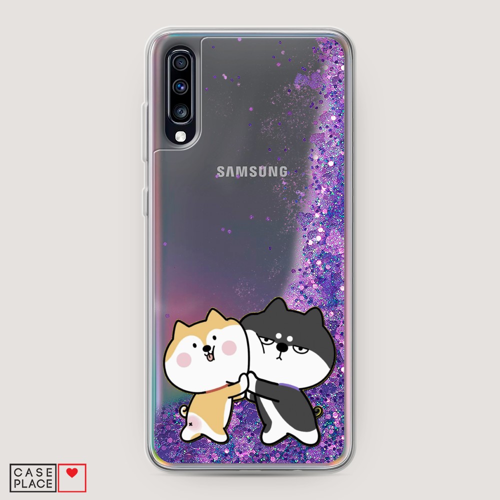 

Жидкий чехол с блестками "Обнимашки акита" на Samsung Galaxy A70, 28192-1