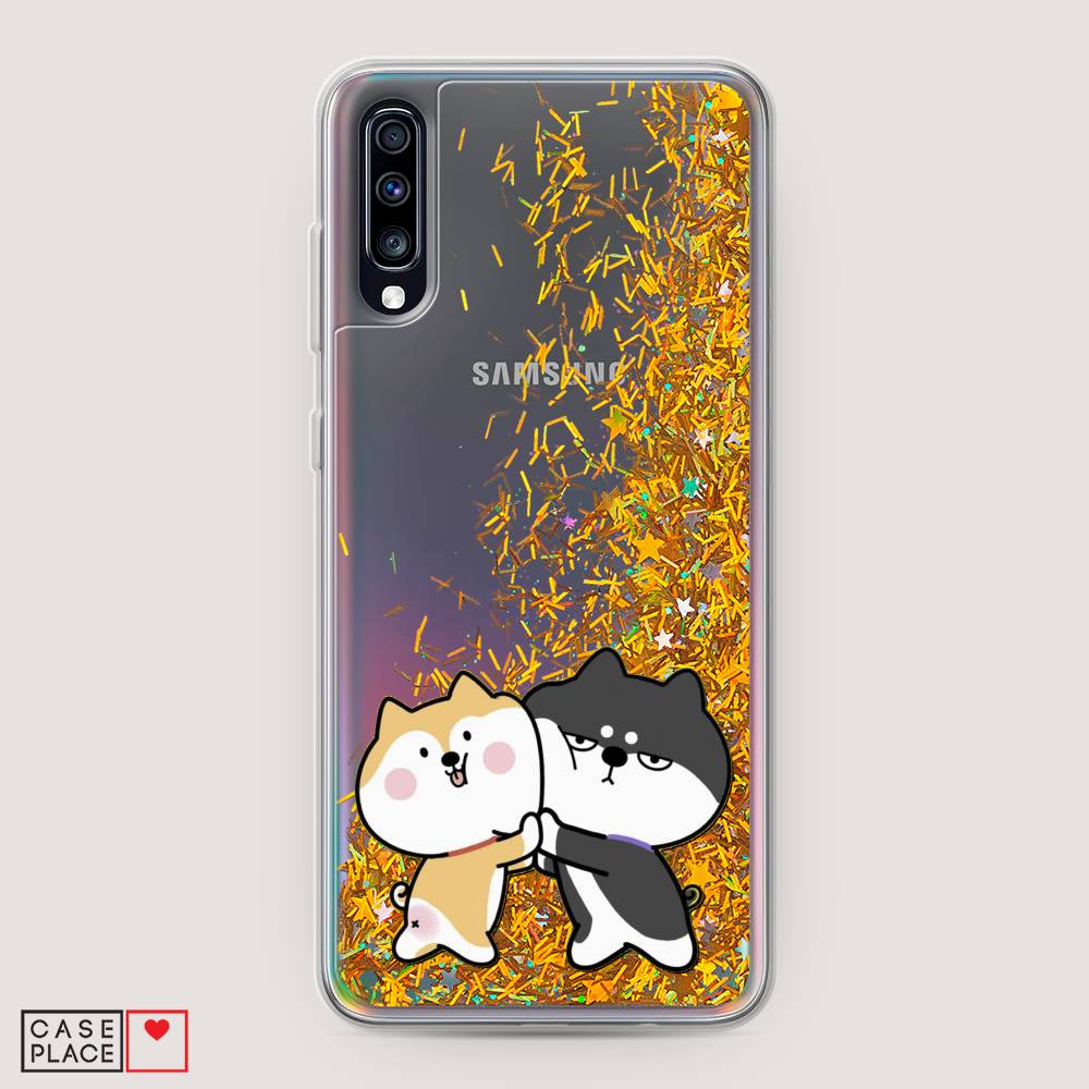 

Жидкий чехол с блестками "Обнимашки акита" на Samsung Galaxy A70, 28190-1