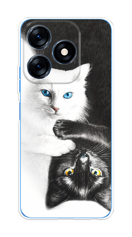

Чехол на Tecno Spark 10/10C "Коты Инь-Янь", Черный;белый;голубой, 303650-1