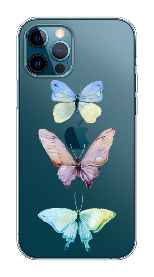 

Чехол на Apple iPhone 12/12 Pro "Акварельные бабочки", Бирюзовый;розовый, 12850-1