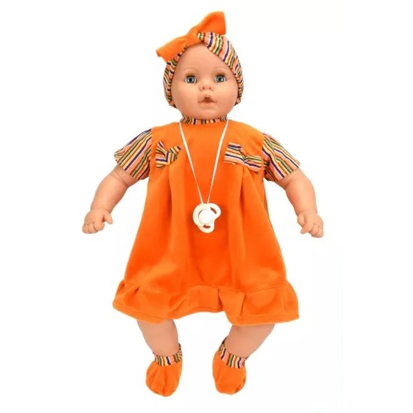фото Пупс lamagik бобо, в оранжевом платье, с повязкой на голове, 65 см