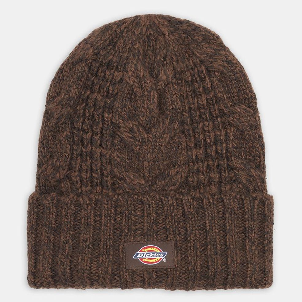 Шапка бини унисекс Dickies Hoxie Beanie коричневая, р.56 коричневый