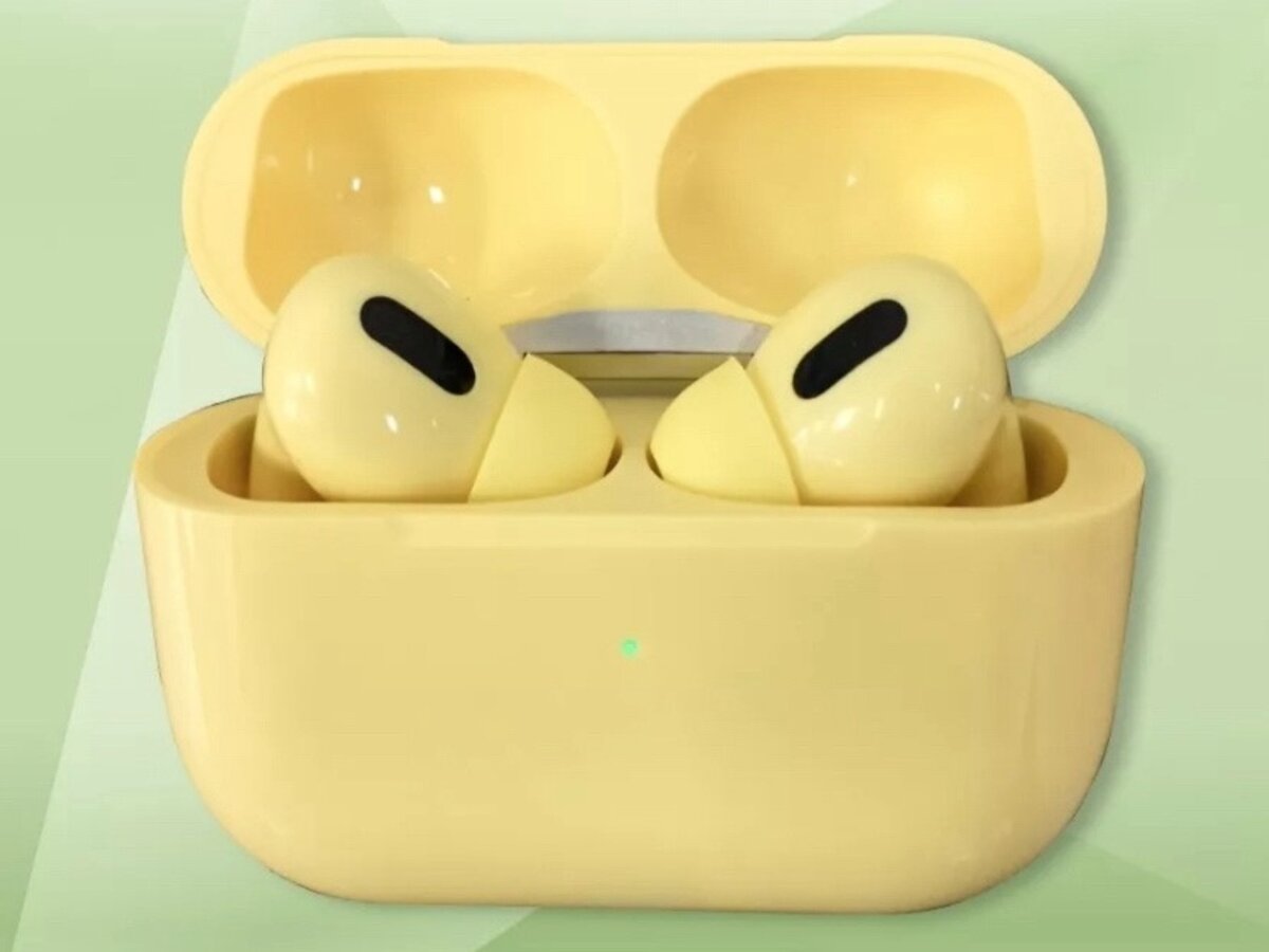 

Беспроводные наушники airpods, желтые