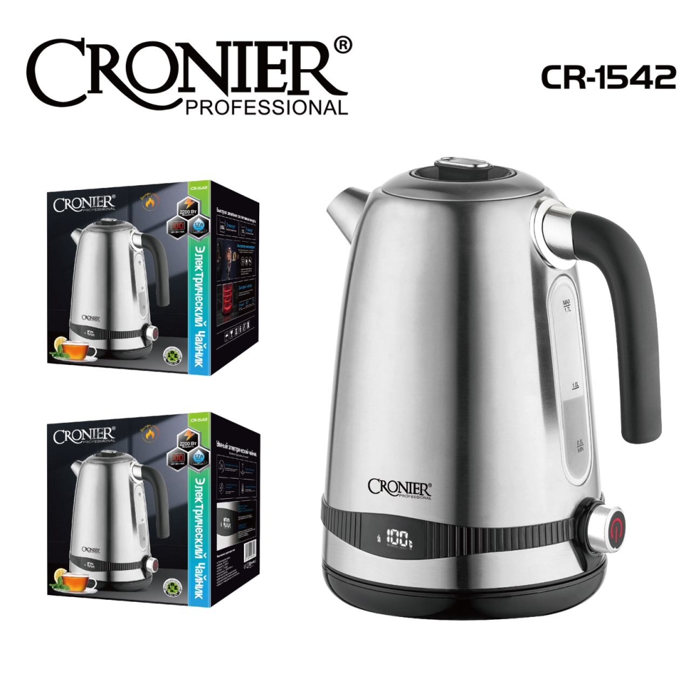 

Чайник электрический Cronier CR-1542 1.7 л серебристый, CR-1542
