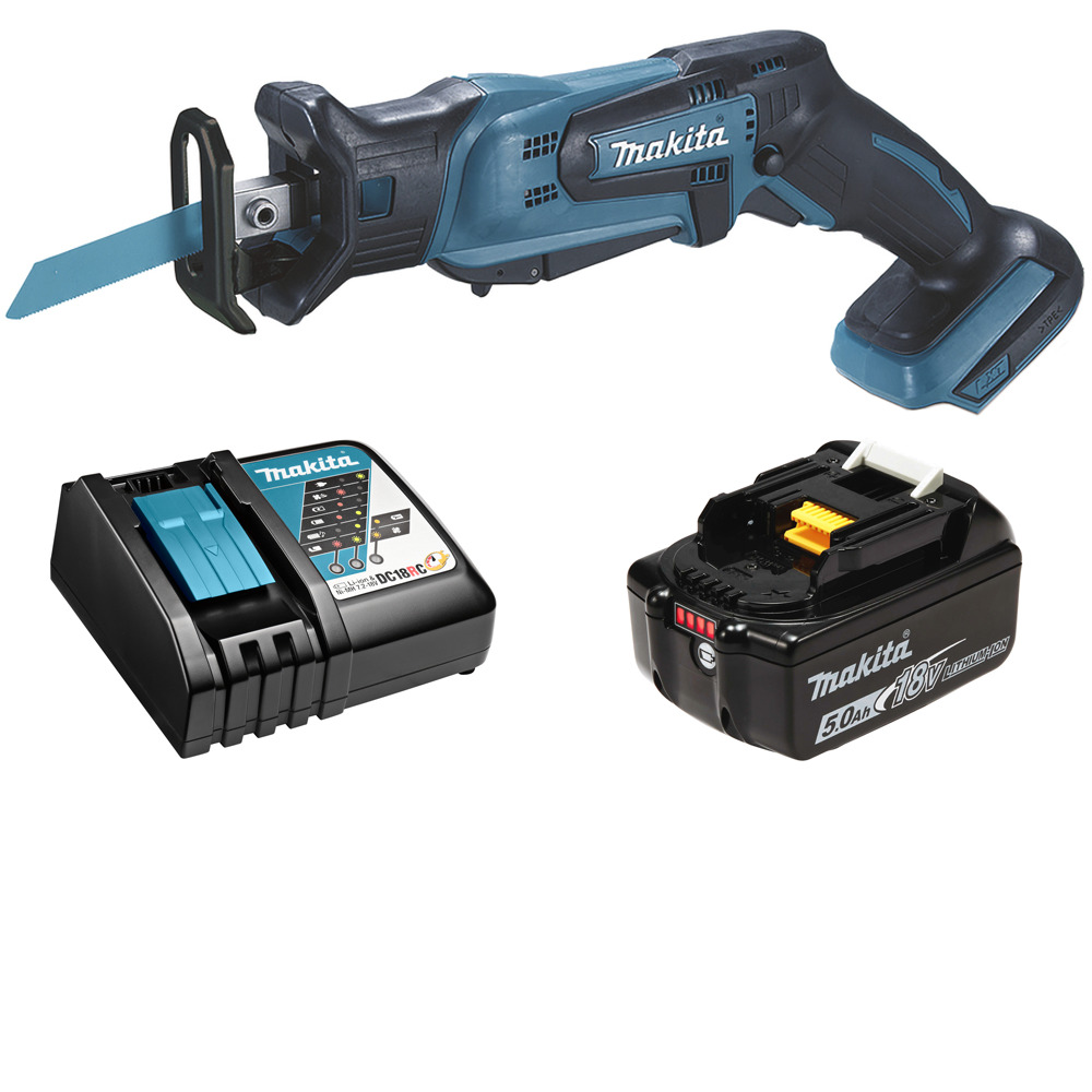 

Пила сабельная аккумуляторная Makita DJR185RT 50мм 18В Li-Ion 1x5Ач, з/у, DJR185RT