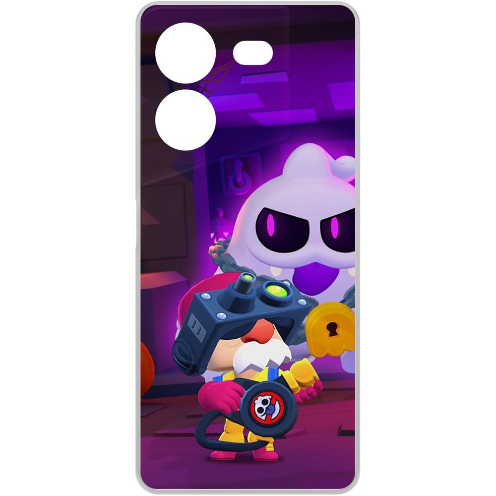 

Чехол-накладка Krutoff Clear Case Brawl Stars-Охотник за Скуиками Гэйл для TECNO Pova 5, Прозрачный