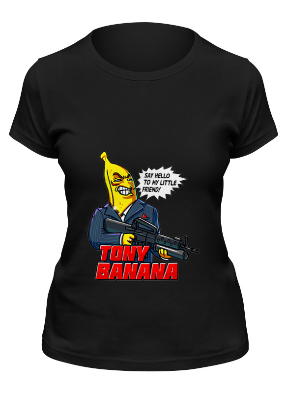 

Футболка женская Printio Tony banana черная S, Черный, Tony banana