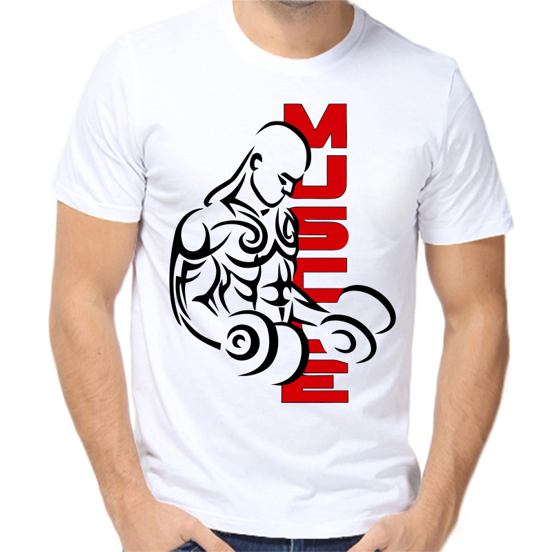 

Футболка мужская белая 42 р-р muscue, Белый, fm_mus