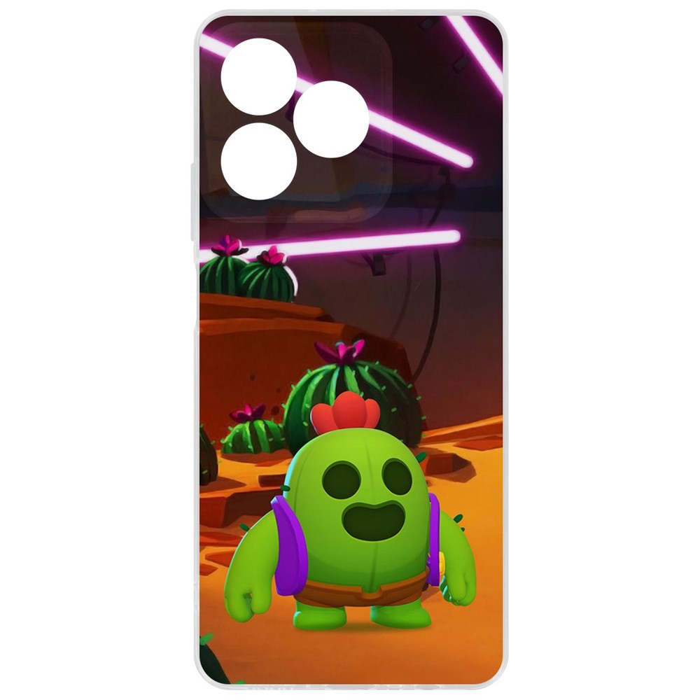 

Чехол-накладка Krutoff Clear Case Brawl Stars-Спайк для Realme C53, Прозрачный