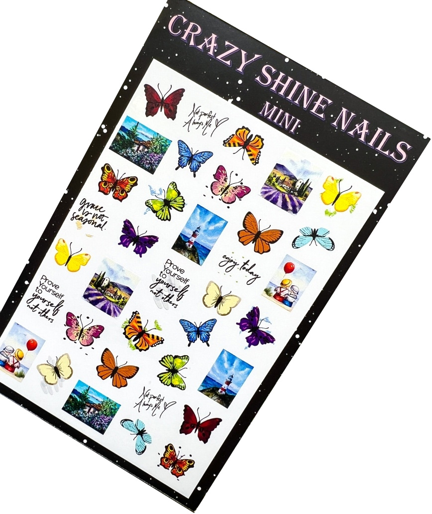 

Слайдер-дизайн Crazy Shine Nails mini №1153 Летние бабочки, Разноцветный