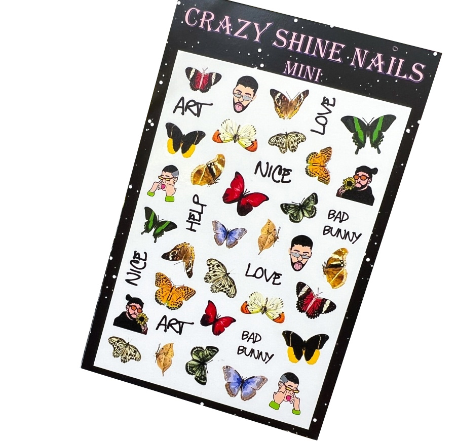 

Слайдер-дизайн Crazy Shine Nails mini №1149 Bad bunny, Разноцветный