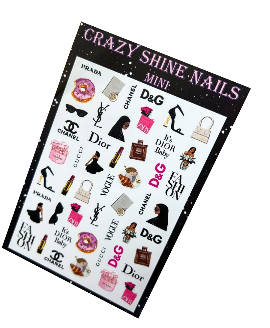 

Слайдер-дизайн Crazy Shine Nails mini №1148 FASHION, Разноцветный