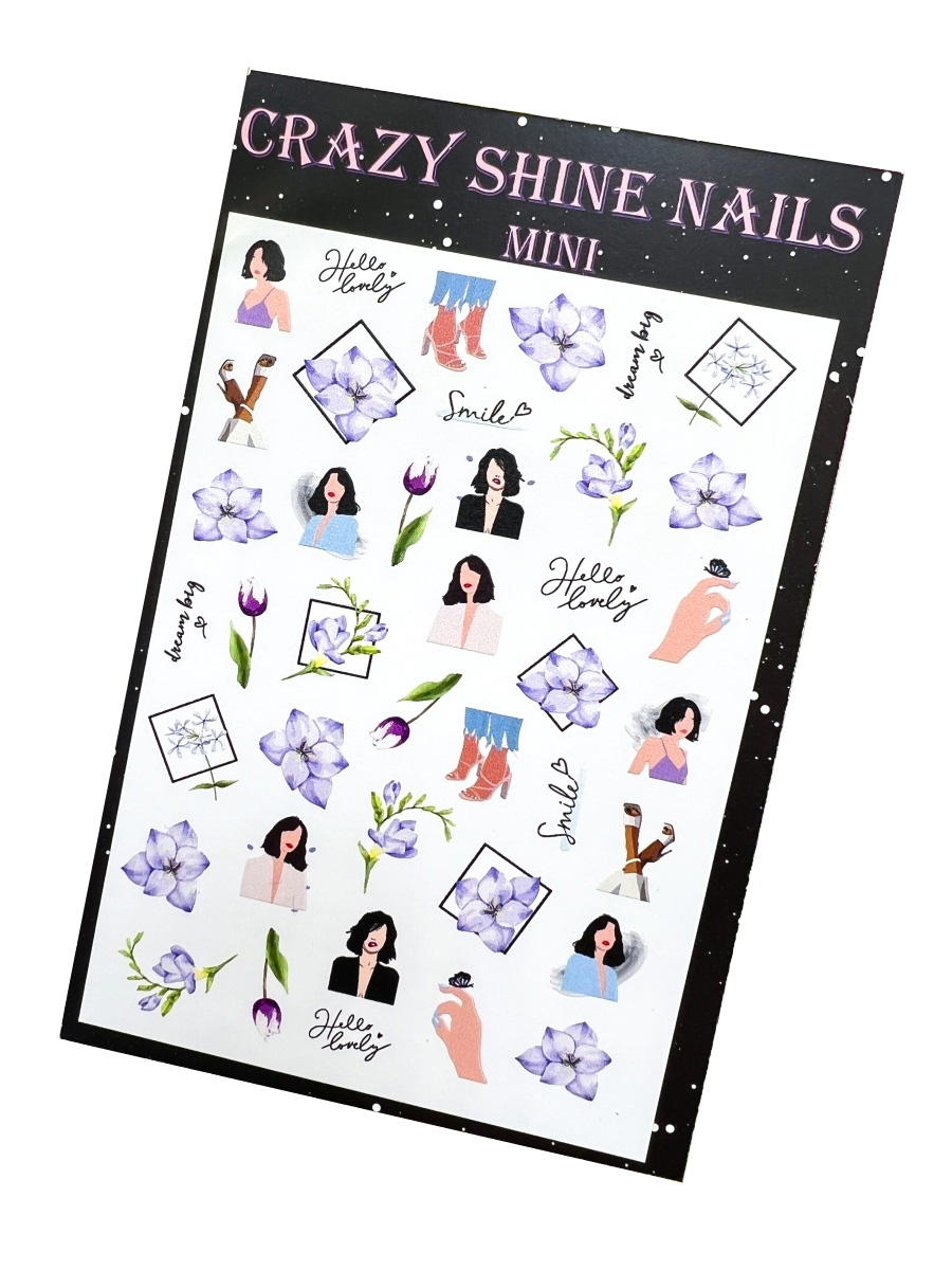 

Слайдер-дизайн Crazy Shine Nails mini №1146 Фиалки, Разноцветный