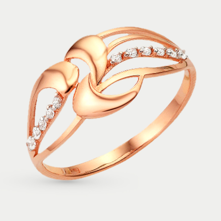 Кольцо из розового золота р. 17 Сорокин 70053300, фианит