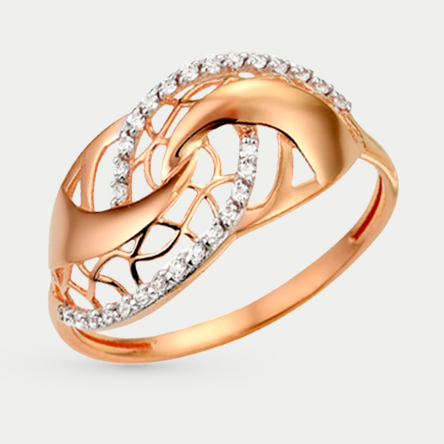 Кольцо из розового золота р. 17,5 Сорокин 70001000, фианит