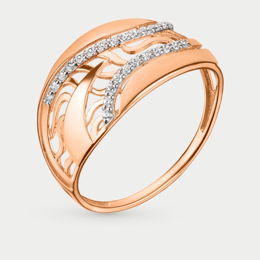 Кольцо из розового золота р. 17,5 Сорокин 70275400, фианит