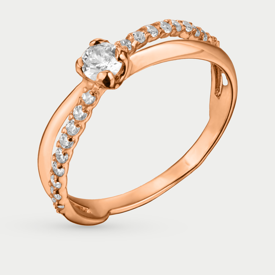 Кольцо из розового золота р. 16 Красносельский Ювелир К2892, фианит