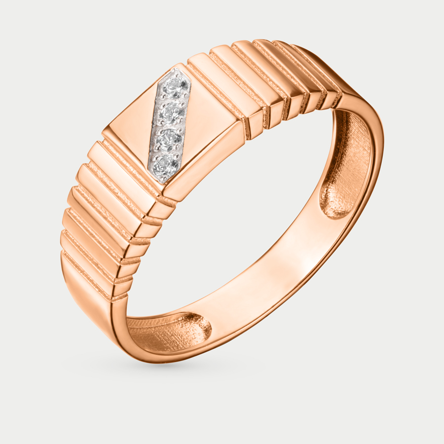 Кольцо из розового золота р. 22,5 Красносельский Ювелир РКд4160, фианит