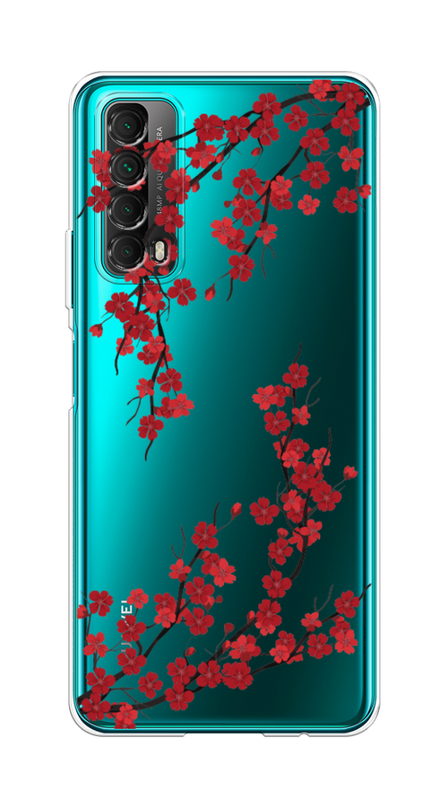 

Чехол на Huawei P Smart 2021 "Красная сакура", Красный;черный, 6104750-2