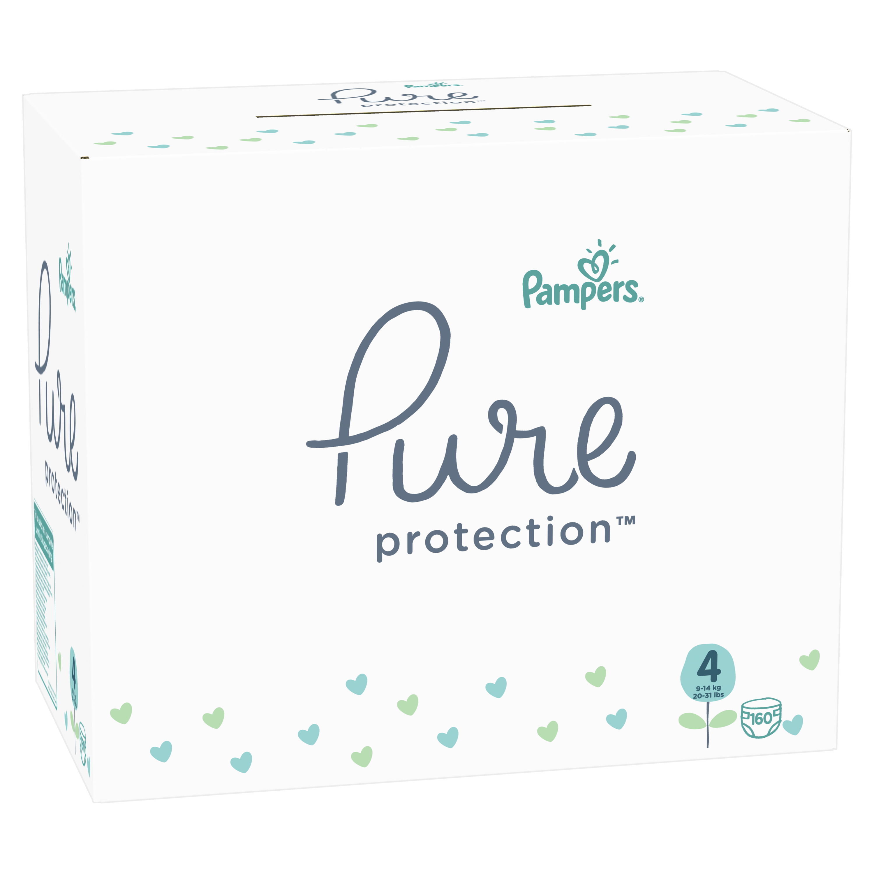 фото Подгузники pampers pure protection maxi 4 (9-14 кг), 160 шт.