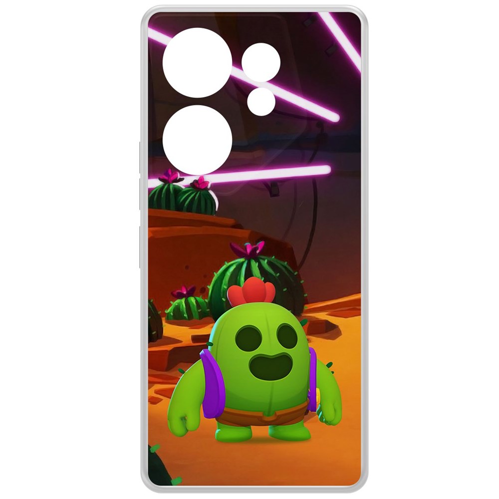 

Чехол-накладка Krutoff Clear Case Brawl Stars-Спайк для TECNO Camon 20 Premier, Прозрачный