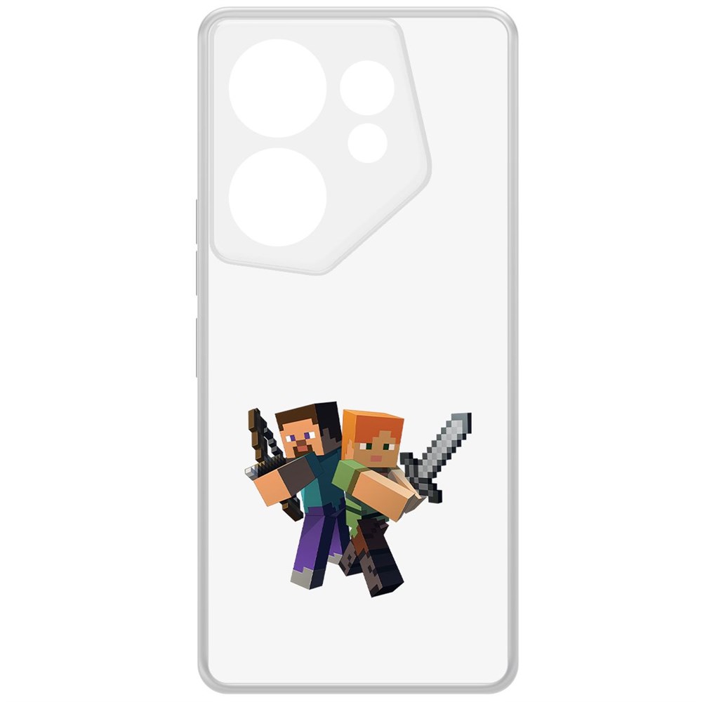 

Чехол-накладка Krutoff Clear Case Minecraft-Стив и Алекс для TECNO Camon 20 Premier, Прозрачный